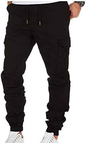 Calças casuais masculinas de Badhub masculino Casual Fitness Bodybuilding Color Solid Comprimento de calças esportivas