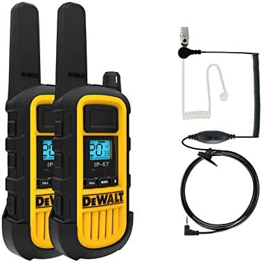 DeWalt DXFRS800 2 WATT Walkie Talkies - impermeável, resistente a choque, longo alcance e fone de ouvido recarregável