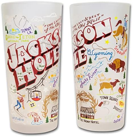 Catstudio Jackson Hole Drinking Glass | Obra de arte inspirada na geografia impressa em uma xícara de gelo