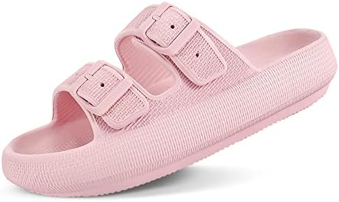 Dresofu Men e feminino Flieiros de travesseiro duplo-fivela ajustável não deslize chinelos de soldados de soldados de solteira de solteira