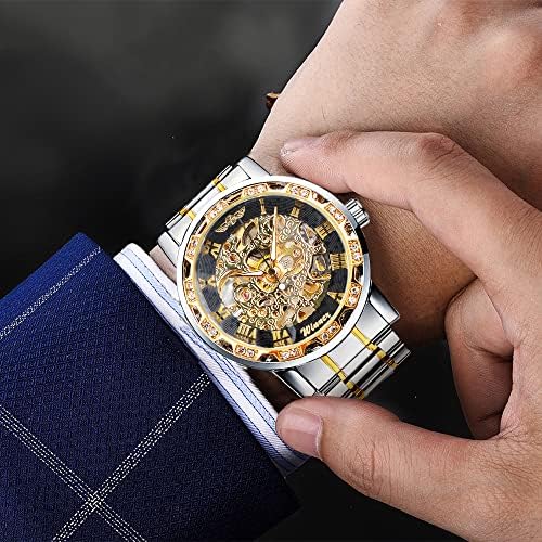 Vencedor Retro Retro Manual Mechanical Skeleton Watch com diamante e escultura artesanato de flores Squeleten Wrist Watch