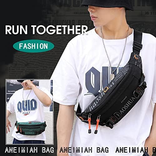 Aneimiah Black Fanny Packs para homens e mulheres, bolsa de cinto de crossbody com cinta ajustável correndo Fanny Pack Exercício da cintura esportes de viagem viajar bolsas de flechas de moda