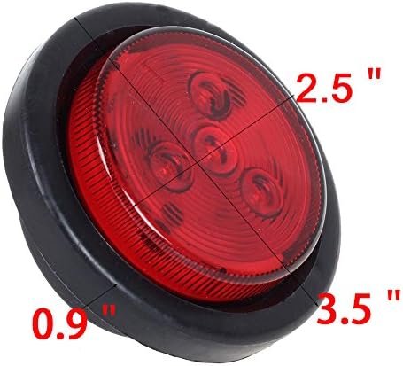 New Sun Sun 2 Pcs 2,5 polegadas redondo marcador de luzes Luzes do caminhão Luzes de folga Indicador Red 4 LEDS Luzes