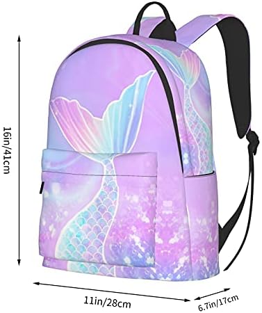 Fehuew 16 polegadas Mochilas Rainbow Mermaid Laptop Backpack Full Print School Bookbag Saco de ombro para viajar Daypack