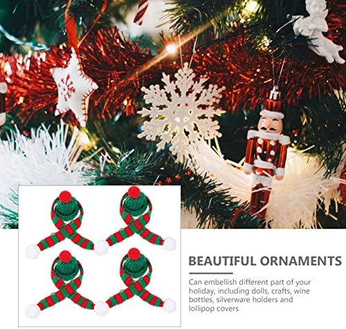 PretyZoom 20pcs Mini chapéu de malha de Natal e mini cachecol de cachecol mini chapéus de santa para artesanato ornamentos de garrafa