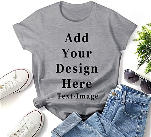 Camisas personalizadas de dupla face para mulheres adicionam seu logotipo de texto de foto personalizado moda colorida clássica fit