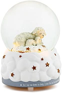 Demdaco me deitou para dormir branco e cinza 5,5 polegadas iluminadas água musical globo toca Jesus me ama