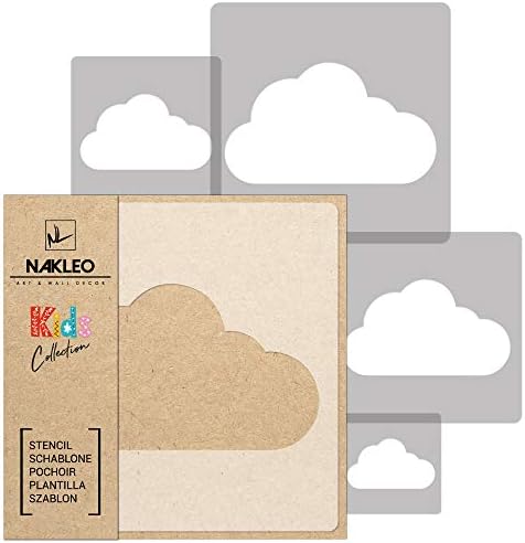 NAKLEO 5 PCS STECLOS DE PLÁSTICO REUSIÁVEL - Cloud Cloudlet Nimbus - 13,4 a 3,5 - Modelo de pintura de crianças do padrão Crianças