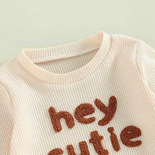 Crianças crianças menina menina outono roupas de inverno waffle malha de manga comprida pullover molhas de moletom e calças 2pcs