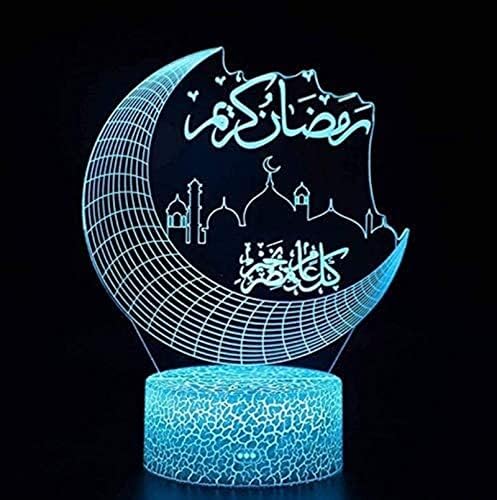 Xtyzil Desktop Night Light ZQ 3D Ramadan Lights, LED Controle remoto colorido LUDER DE PABELA DE CACULAÇÃO DE LUZ
