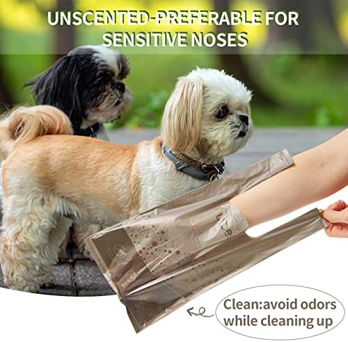 Saco de cocô de cachorro com alças, sacos de resíduos de cachorro biodegradáveis, sacos de cocô com compósitos à