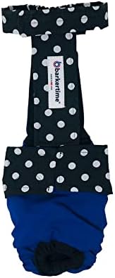 Black Polka Dot Black Polka em Blue Escape à prova de água à prova d'água fralda de cão premium em geral, XL, com orifício de cauda - fabricado nos EUA