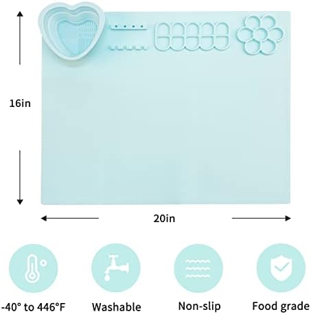 Tapete artesanal de silicone, 20,9 x16.3 Grande tapete de pintura de resina de silicone não -lip de silicone com copo de água e suporte