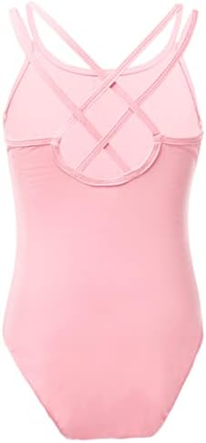 SHINSTO BALLET FLELTARDS PARA MENINAS SPAGHETTI Strap Cross Cross Back Ginástica Bodysuit Bollerina Dancewear