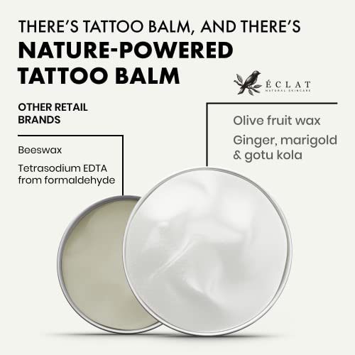 Tatuagem natural Balm, com óleo de coco e vitamina E - Salve de cura calmante e hidratante - Proteção e aprimoramento de cores para tatuagens antigas e novas