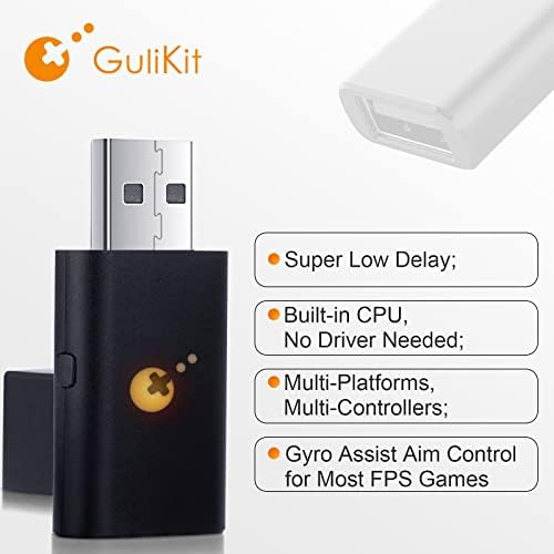 Adaptador sem fio Gulikit Goku, Adaptador Bluetooth do controlador sem fio compatível com a série Xbox X | S/Xbox One Controller/PS4/Switch