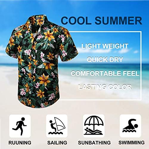 Camisas havaianas masculinas Camisa Aloha de manga curta para homens Button casual Down Down Tropical Hawaii Floral Shirt Summer Summer Beachparty