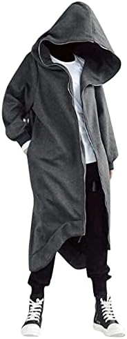 Personalidade de roupas de cor sólida de cor masculina estilo escuro de corpo inteiro com zíper comprido com capuz comprido 2xl mole