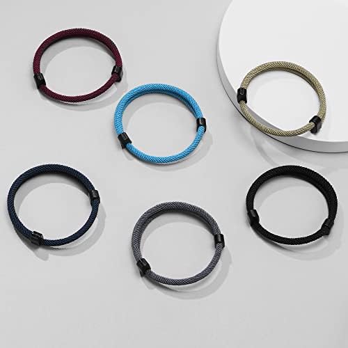 Conjunto de pulseiras de corda trançada náutica Tempbeau - 6 PCs pulseira de cordão trançado ajustável, pulseira de