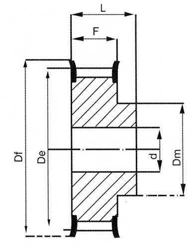 Polia de cronometragem Ansi Ametric 18XH200 ANSI com flange, 18 dentes, 1 polegada +/- 1/16 Bore piloto, 4,9 polegadas