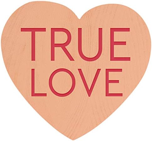 P. Graham Dunn True Love Candy Heart Orange 3,5 x 3,3 Madeira de pinheiro Sinal de forma pequena