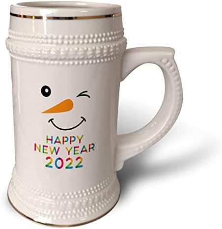 3drose boneco de neve pisca e sorri. Texto colorido elegante feliz. - 22 onças de caneca