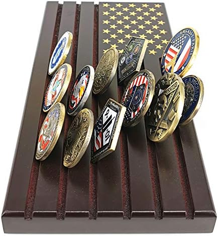 StandJewelry Desafio Militar de moeda American Flag Coin Titular Rack 6 linhas detém 30-36 moedas