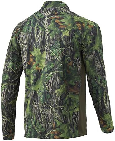 Nomad Mens Pursuit 1/4 Pullover de Zip | Camisa de caça com proteção solar, mossy Oak Shadowleaf, xx-largo
