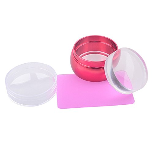 Raspador de unhas de ouro rosa estamper xlyplas clear jelly silicone unhas estamper com tampa e manicure conjunto de estampagem