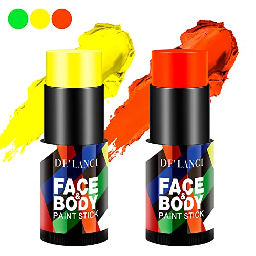 De'lanci Neon Face Paint Stick, Cream Blendable Body Paint Stick, Sports Sports Face Paint Foundation Foundation Makeup,