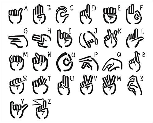 American Sign Language Alphabet Stencil por Studior12 | DIY ASL Family Home Decor | Craft & Paint Wood Sign | Modelo Mylar reutilizável | Símbolo da mão do dedo feitiço Presente de seleção de tamanho
