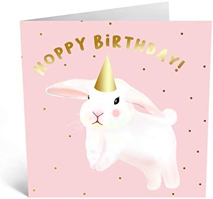 Central 23 - Cartão de aniversário fofo para filha - 'Hoppy Birthday' - Bunny Rabbit Birthday Cards - doce feliz aniversário para sua sobrinha neta