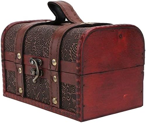 Caixa de jóias Vintage Wooden Treasure Storage Box Piggy Bank Organizador Caixa de economia Caixa Caixa de brejo à prova de poeira