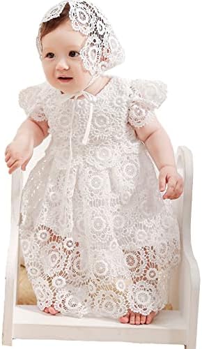 Vestido de batismo de renda para bebês Xangirl com vestido bordado para meninas para meninas Batismo Baptismo Festa de aniversário