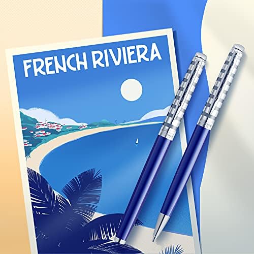 Pen do popa de Waterman, coleção Hemisfério French Riviera, Le Lounge Blue, Ponto Fino