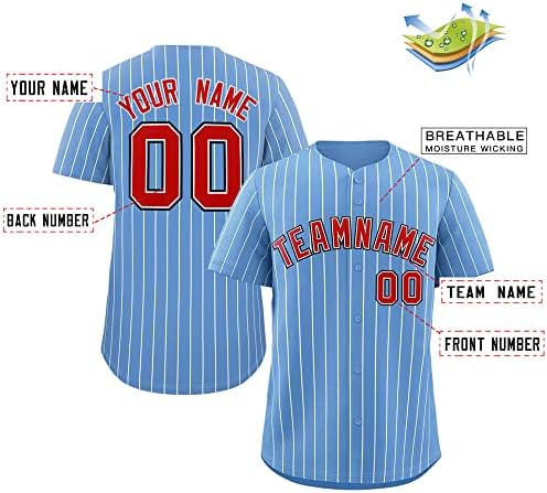 Jersey de beisebol personalizada Button listrado camisetas uniformes esportivos personalizados para homens jovens mulheres