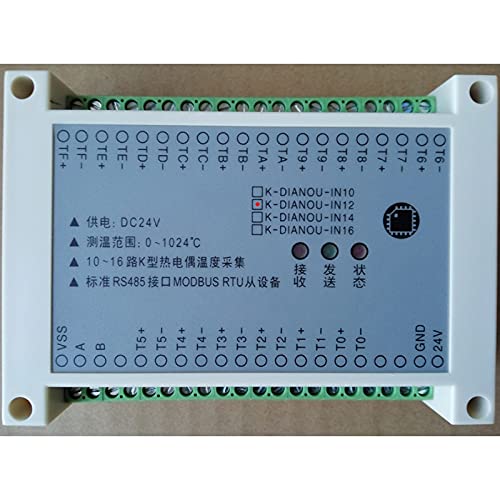 Anncus 10/12/14/16 de 16 canais K-Termopple Module de aquisição de temperatura Modbus RTU Isolamento fotoelétrico 485-