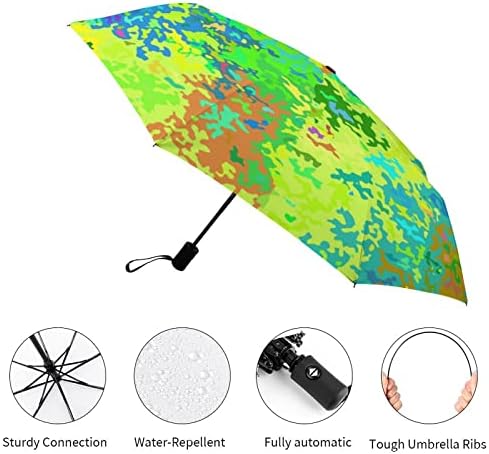 Resumo Camuflagem colorida 3 Foldas Viagem Umbrella Anti-Uvrove Guarda Auto-Automóvel Automóvel Aberta Aberta