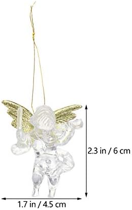 Bestoyard 24pcs Ornamentos de anjo de Natal Conjunto de mini ornamentos de anjo anjo anjos de penduramento de plástico transparente para decorações de árvores de Natal 6 cm de cor asoorted