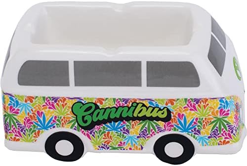 5 Bus de ônibus hippie cinzeiro de cerâmica - cinzas artesanais, únicas e atraentes para uso interno/externo