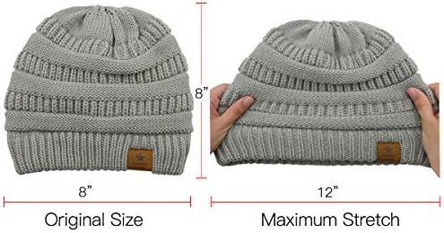 Durio Womens Knit Beanie Winter grossa de lã sólida ladeada de gorro para homens para homens unissex Warm Skiing grisinha