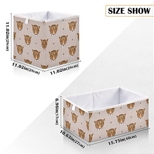 Leopard Jaguar Cubo Bin Bin Bins de armazenamento dobrável cesta de brinquedos à prova d'água para caixas de organizador