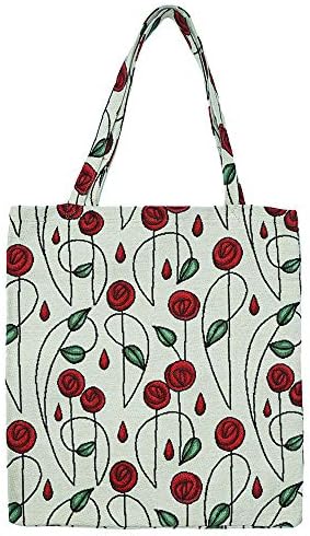Signare tapeçaria reutilizável mercearia ecológica bolsa de compras com mackintosh design rosa simples