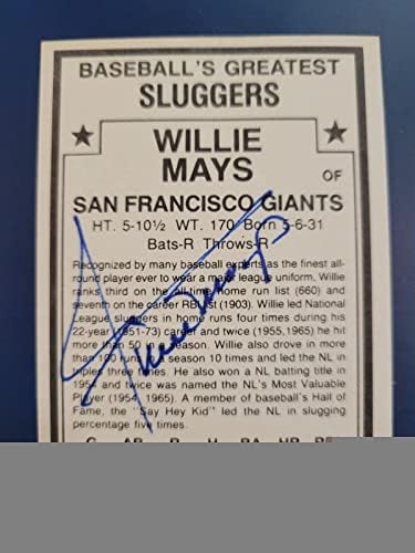 WILLIE MAYS 1982 Baseball Greatest Slugger JSA Authentic Autograph - Giants! - bolas de beisebol autografadas