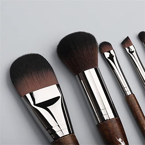 Wionc Brush-5pcs portáteis escovas de maquiagem e cabelos sintéticos de caixa de armazenamento de ferro manípulo de madeira