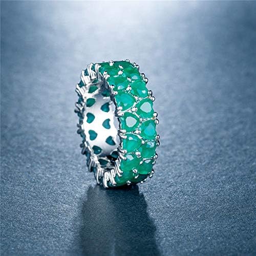 Lindas mulheres em forma de coração Emerald 925 Silver Jewelry Ring Tamanho 6-10