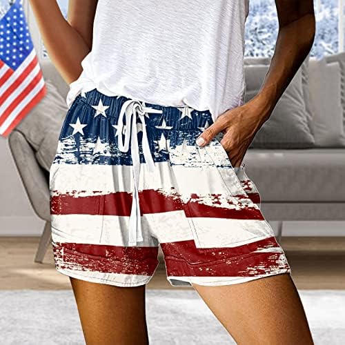 4 de julho shorts para mulheres casuais verão shorts de moto de bandeira americana solto encaixe na cintura alta