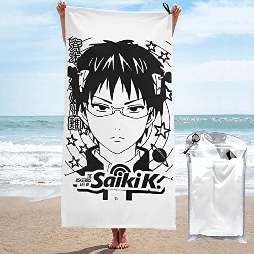 UOGEEP anime A vida desastrosa da toalha Saiki k toalhas de praia rápida seca piscina leve absorvente macia 31,5 x63