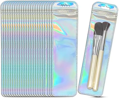 PHILBINDEN 100 PCS Sacos holográficos selvagens, saco de armazenamento de embalagem de ziplock holográfico de rosa