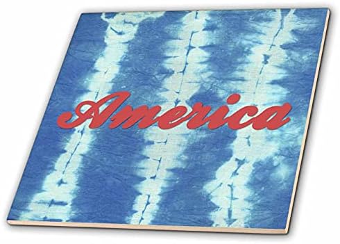 3drose America escrito em vermelho em um fundo de corante azul. - Azulejos